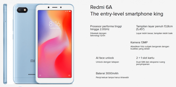 Spesifikasi Xiaomi Redmi 6A