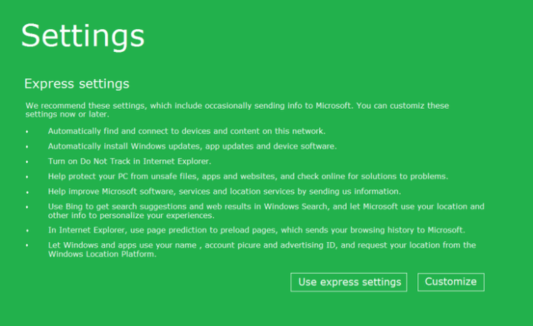 Memilih settings Windows